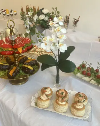 A dessert table dressed for the evening