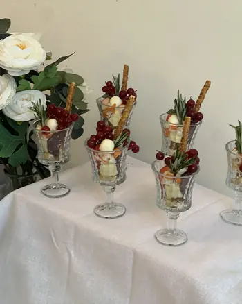 Canapés on a long serving platter