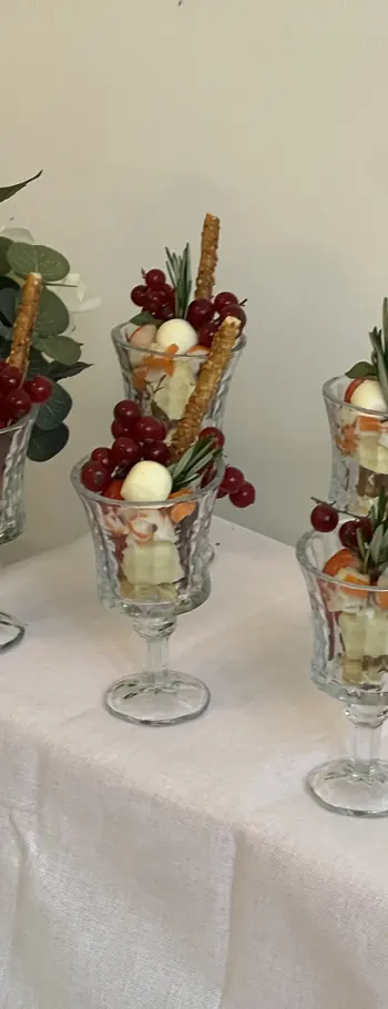 Kunafa cones in tall glasses